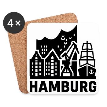 Hamburg Hansestadt Speicherstadt Hafen  - Untersetzer (4er-Set) - Weiß - Vorne