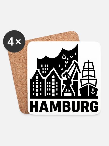 Hamburg Hansestadt Speicherstadt Hafen  - Untersetzer (4er-Set) - Weiß