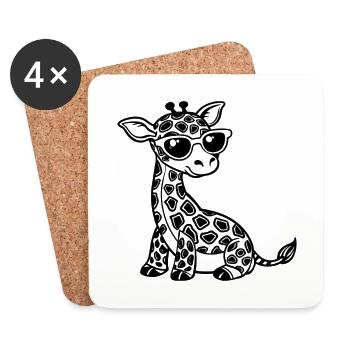 De jolies bébés girafes - Dessous de verre (lot de 4) - blanc - Devant