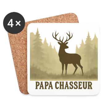 Papa Chasseur Silhouette Cerf Forest - Dessous de verre (lot de 4) - blanc - Devant