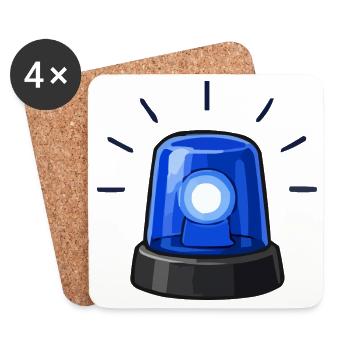 Blue Alarm Light Cartoon - Coasters (set of 4) - white - Front