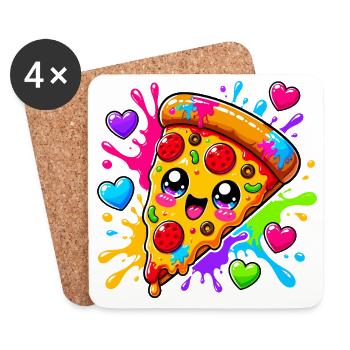Cute pizza slice - Coasters (set of 4) - white - Front