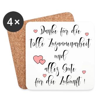 Abschied Kollegen - Danke Zusammenarbeit - Untersetzer (4er-Set) - Weiß - Vorne
