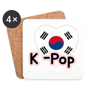 Cœur K-Pop Taeguk Trigram - Dessous de verre (lot de 4) - blanc - Devant
