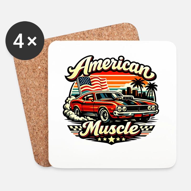 American_Muscle_4 - Dessous de verre (lot de 4) - blanc