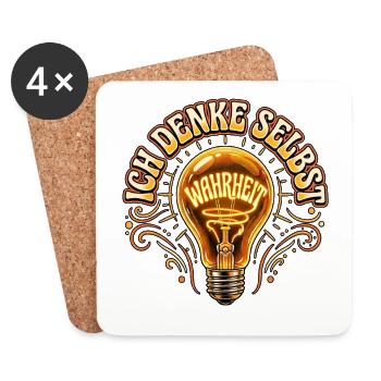 Je pense pour moi-même - Dessous de verre (lot de 4) - blanc - Devant