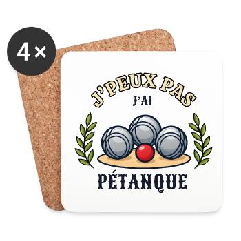 J'peux pas j'ai pétanque - Dessous de verre (lot de 4) - blanc - Devant