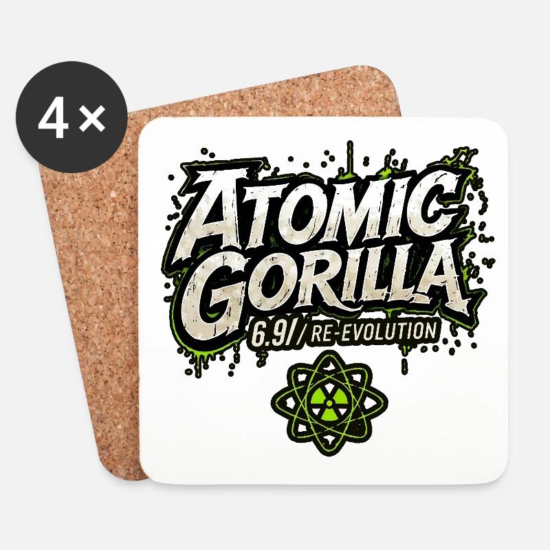 Atomic Gorilla Re-Evolution - Coasters (set of 4) - white