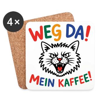 Weg da! Mein Kaffee Katzenpower - Untersetzer (4er-Set) - Weiß - Vorne