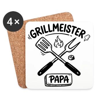 Grillmeister Papa Vatertag Grillen Männer - Untersetzer (4er-Set) - Weiß - Vorne