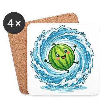Splashing Watermelon Summer Pool Vibes Ladies - Coasters (set of 4) - white - Front