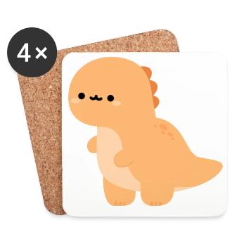 Bébé Tyrannosaurus rex Teddy - Dessous de verre (lot de 4) - blanc - Devant