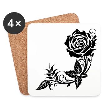 Coin décoratif de la rose - Dessous de verre (lot de 4) - blanc - Devant