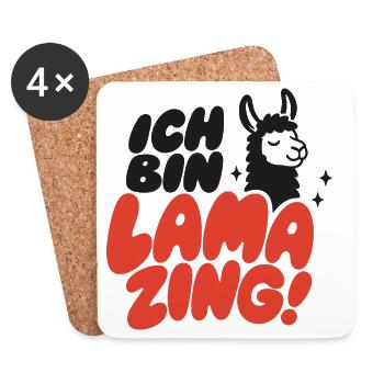 Ich Bin Lama Zing Lustiges Lama - Untersetzer (4er-Set) - Weiß - Vorne