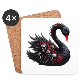 Black Swan with Red Skulls - Coasters (set of 4) - white - Front