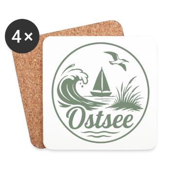 Baltic Sea Wave Ship Sailboat Coasts Love - Coasters (set of 4) - white - Front