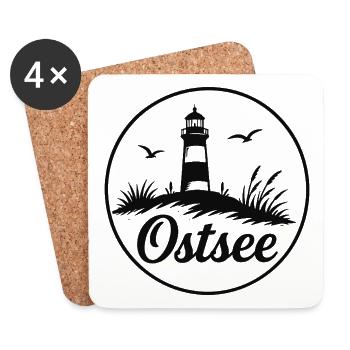 Plage du phare de la mer Baltique Côtes Amour - Dessous de verre (lot de 4) - blanc - Devant