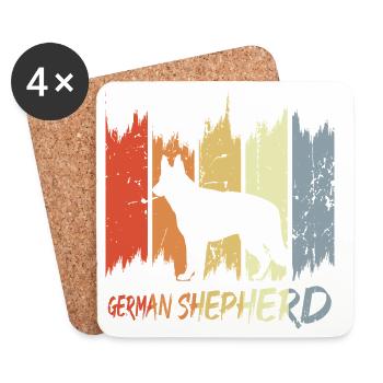 Vintage German Shepherd - Coasters (set of 4) - white - Front