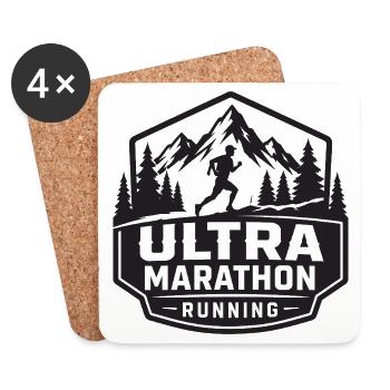Ultra-Marathon-Lauf-Bergabzeichen - Untersetzer (4er-Set) - Weiß - Vorne