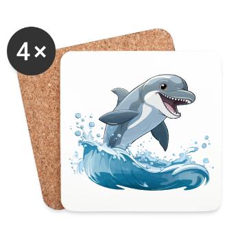 Aventure de surf de requins vagues - Dessous de verre (lot de 4) - blanc - Devant