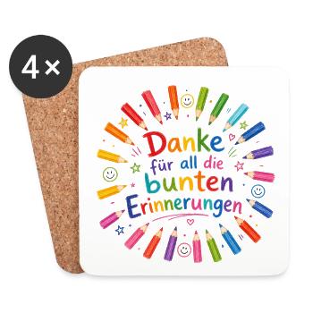 Danke für all die bunten Erinnerungen! - Untersetzer (4er-Set) - Weiß - Vorne