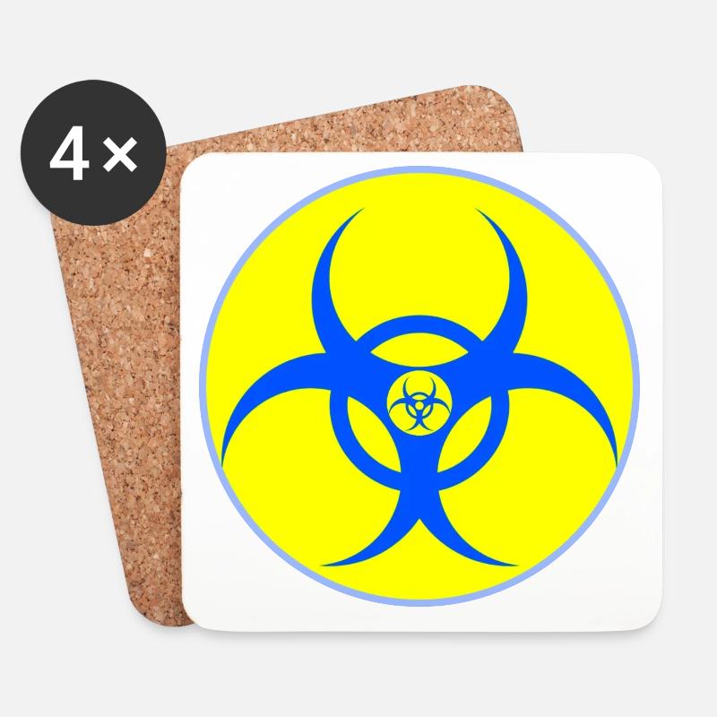 Elektrisch Blauer Biohazard-Wappen - Untersetzer (4er-Set) - Weiß