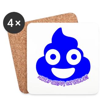 Blue Poop  Glow - Coasters (set of 4) - white - Front