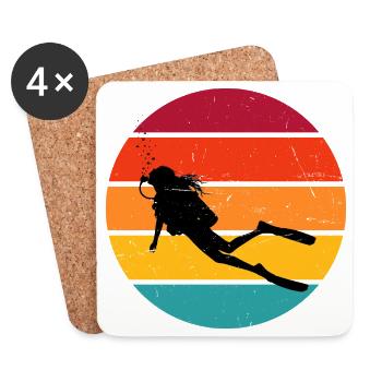 Geschenkidee für die Tauch-Fanin mit Gerätetauchen - Untersetzer (4er-Set) - Weiß - Vorne
