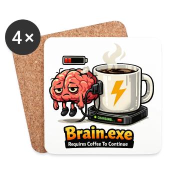 Kaffeegetriebenes Gehirn - Untersetzer (4er-Set) - Weiß - Vorne