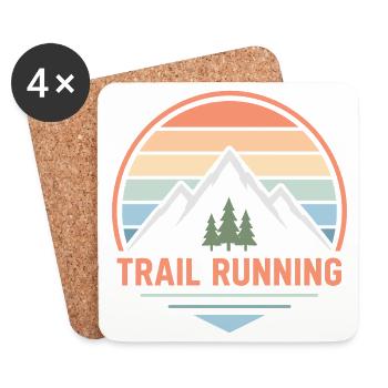 Trailrunning Pastel Mountain Sunset - Untersetzer (4er-Set) - Weiß - Vorne