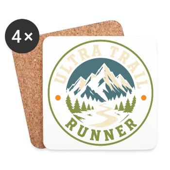 Ultra Trail Runner Scenic Mountain Badge - Coasters (set of 4) - white - Front