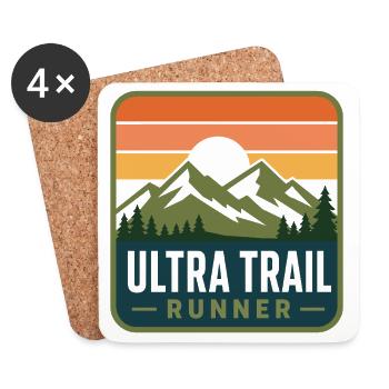 Ultra Trail Runner Retro Mountain Patch - Dessous de verre (lot de 4) - blanc - Devant