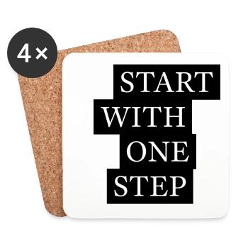 Start With One Step Motivation - Untersetzer (4er-Set) - Weiß - Vorne