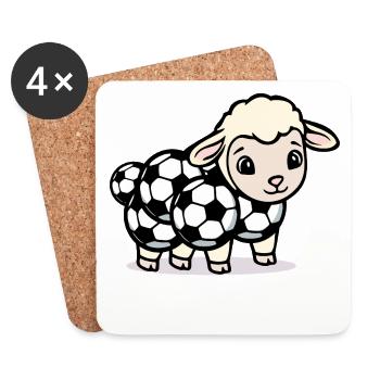 Lamb Sheep - Football pour enfants - Dessous de verre (lot de 4) - blanc - Devant