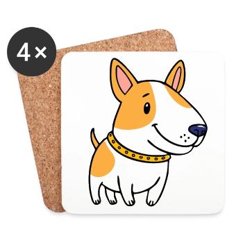 Terri, un chiot Bull Terrier (bande dessinée Chibi) - Dessous de verre (lot de 4) - blanc - Devant