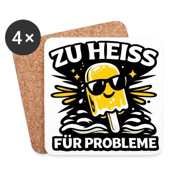 zu heiss für Probleme - Untersetzer (4er-Set) - Weiß - Vorne