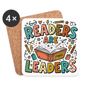 Reading & Education – Readers are Leaders - Coasters (set of 4) - white - Front
