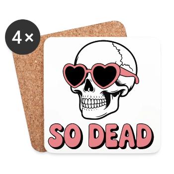 Schädel So Dead Totenkopf Herzbrille Skelett - Untersetzer (4er-Set) - Weiß - Vorne