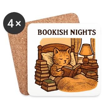 Bookish Nights Cat Harvest - Coasters (set of 4) - white - Front