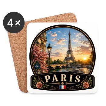 Paris Eiffelturm Seine Fleur de Lis Stadt der  - Untersetzer (4er-Set) - Weiß - Vorne