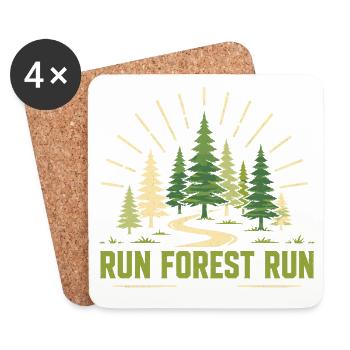 Trailrunning – Run Forest Run - Untersetzer (4er-Set) - Weiß - Vorne