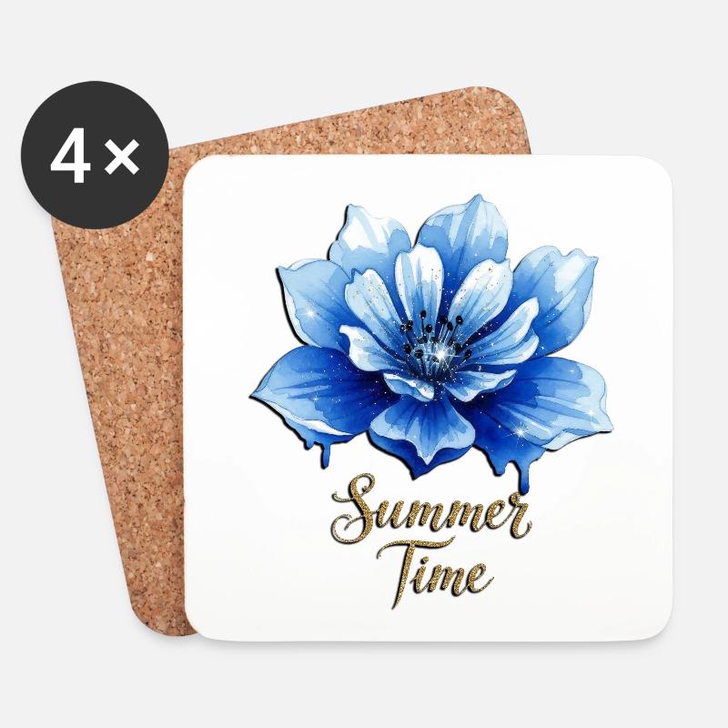 Blue Blossom – Sommerzeit - Untersetzer (4er-Set) - Weiß