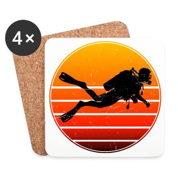 Geschenkidee für die Tauch-Fanin mit Gerätetauchen - Untersetzer (4er-Set) - Weiß - Vorne