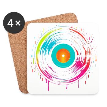 90s Vinyl Record Steamwave - Coasters (set of 4) - white - Front