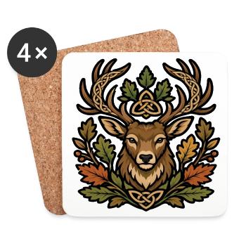 Ornate Celtic Deer Mystical Nature Style - Coasters (set of 4) - white - Front