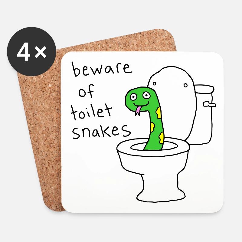 Vorsicht vor Toilettenschlangen - Untersetzer (4er-Set) - Weiß