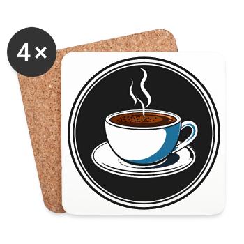 Coffee Cup Round Logo Illustration - Coasters (set of 4) - white - Front
