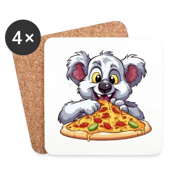 Kleiner Koala Pizzaessen - Untersetzer (4er-Set) - Weiß - Vorne