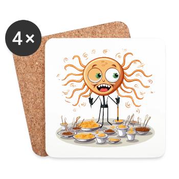 Sonnenchef mit Ramen-Schalen - Untersetzer (4er-Set) - Weiß - Vorne