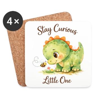 Stay Curious Little One – Watercolor Dino & Bee - Coasters (set of 4) - white - Front